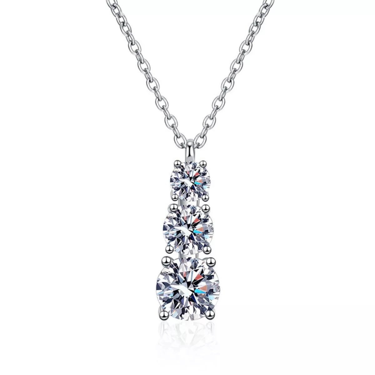 1.8 Carat Moissanite 925 Sterling Silver Pendant Necklace - Girly Tea