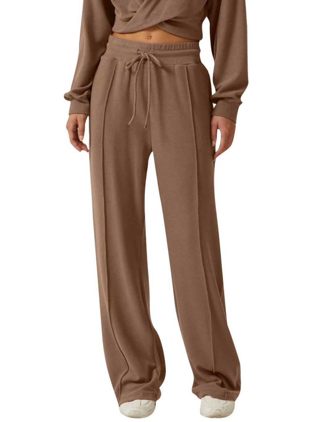 Twist-Front Long Sleeve Top and Pants Set - Girly Tea