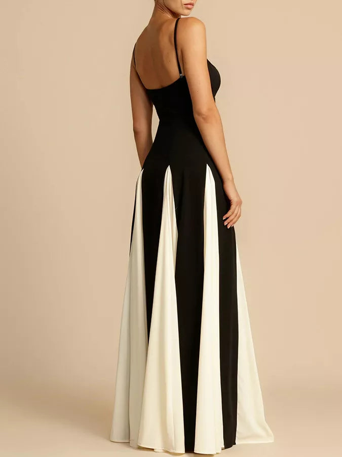 Two-Tone Flowing Maxi Dress - Girly Tea