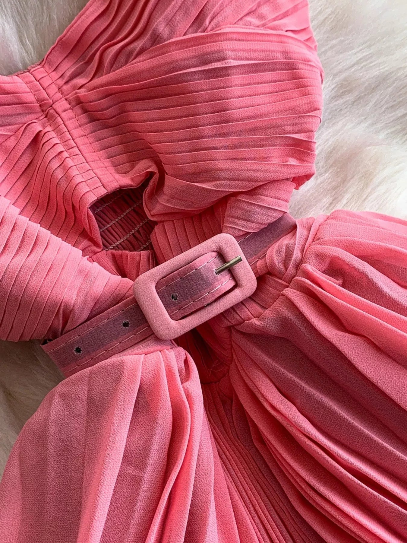 Pleated Layered Spaghetti Strap Midi Dress - Girly Tea