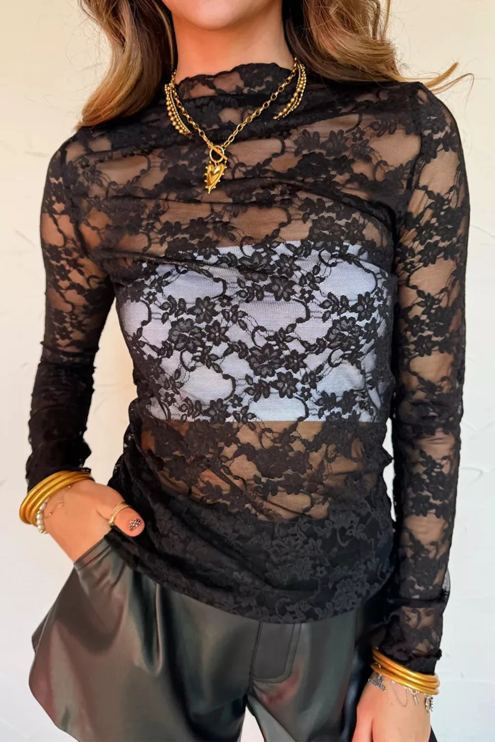 Floral Lace Long Sleeve Top - Girly Tea