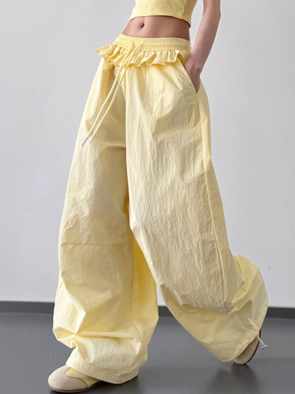 Drawstring Wide Leg Pants - Girly Tea