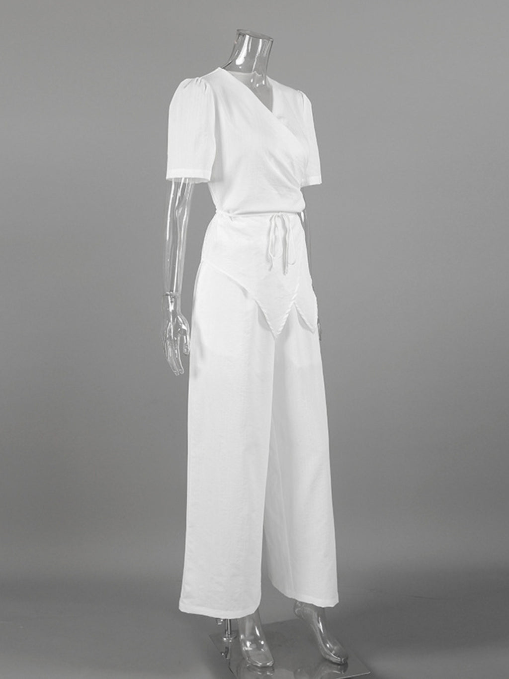 Wrap Top & Wide Leg Pants Set - Girly Tea