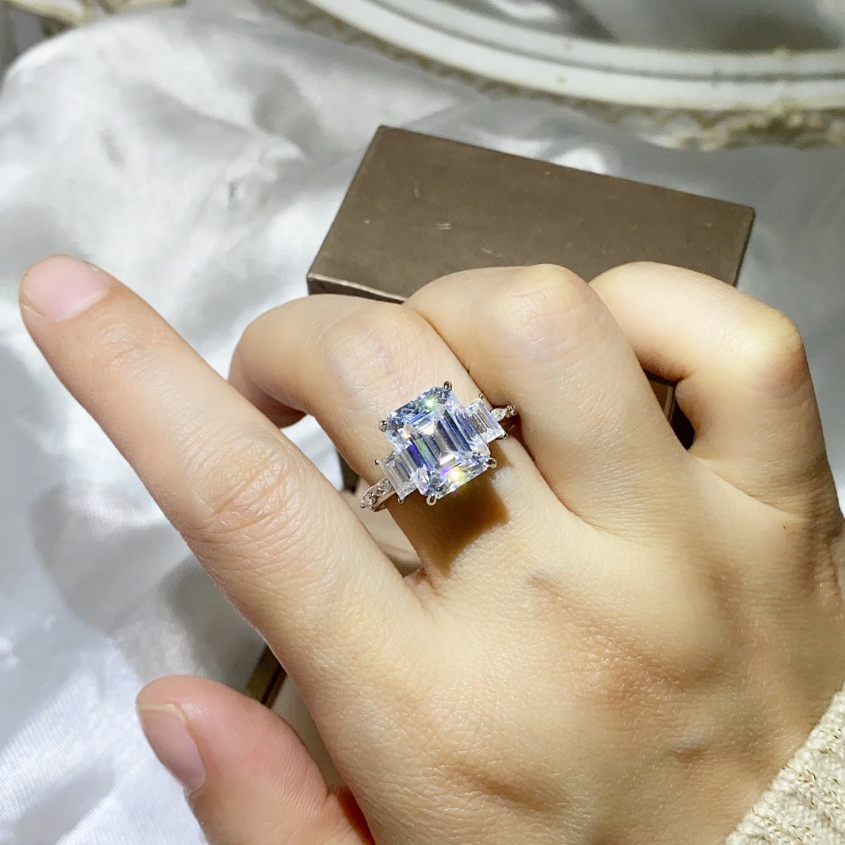 5 Carat Moissanite 925 Sterling Silver Ring - Girly Tea