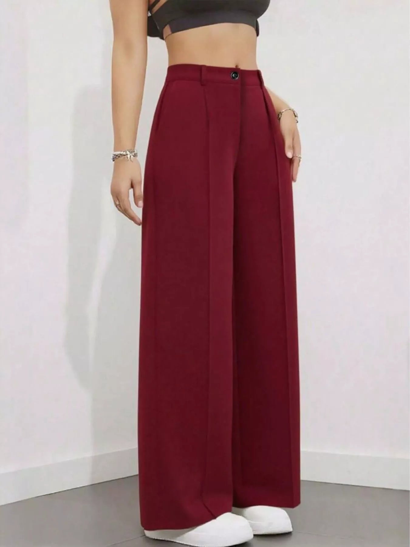 High-Waisted Wide Leg Pants - Girly Tea