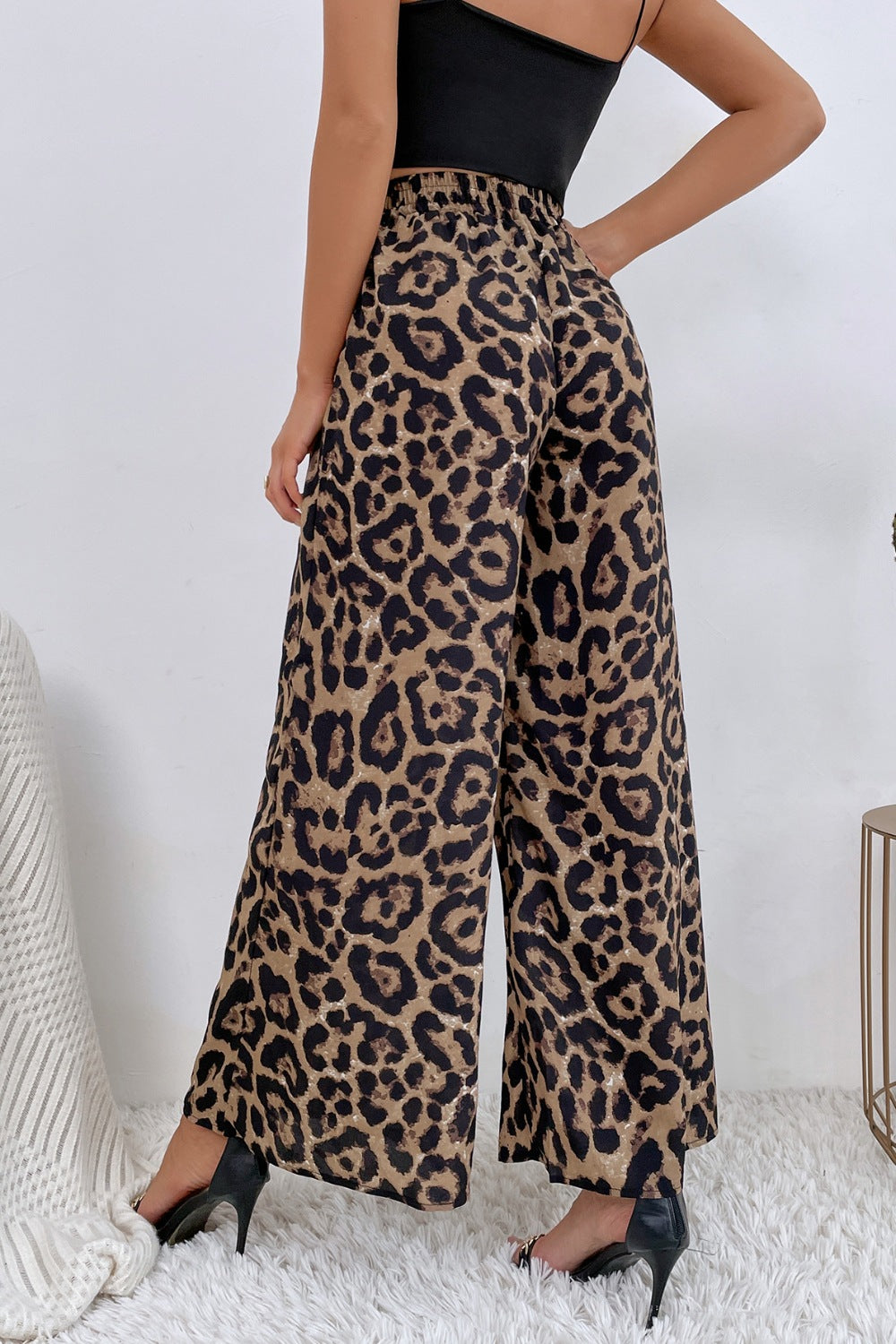 Leopard High Waist Wide Leg Pants - Girly Tea