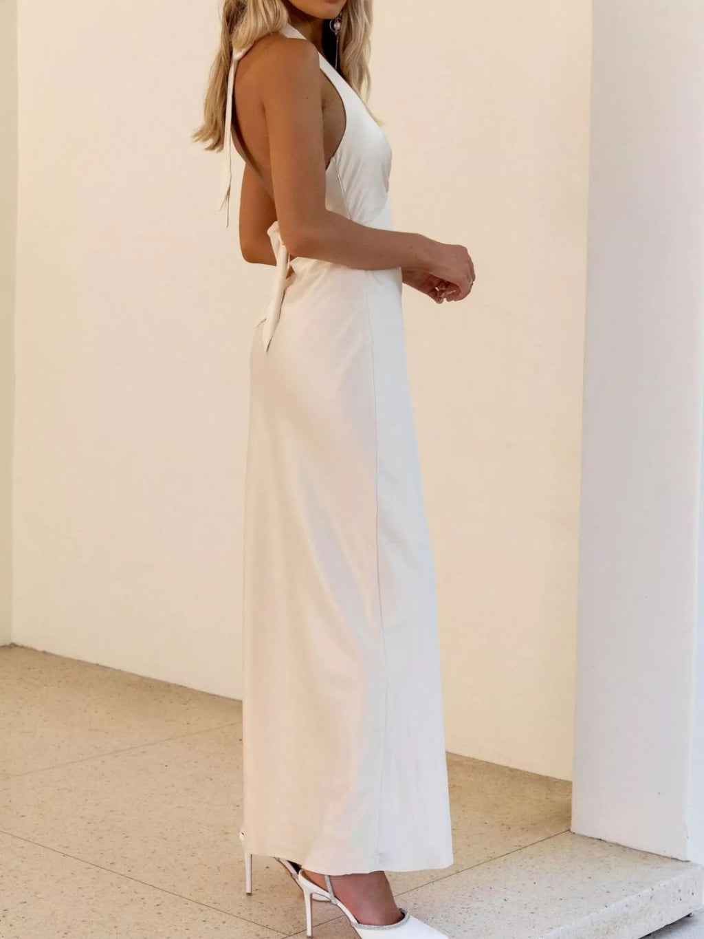 Halter Neck Sleeveless Maxi Dress - Girly Tea
