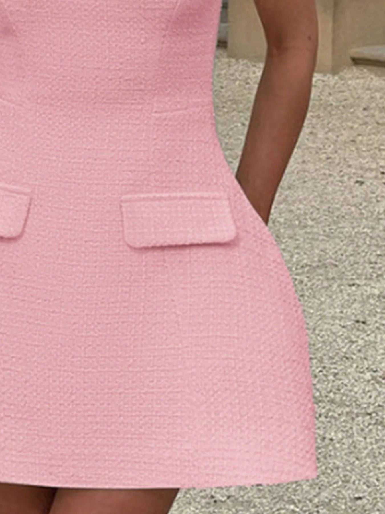 Cutout Back Round Neck Cap Sleeve Mini Dress - Girly Tea