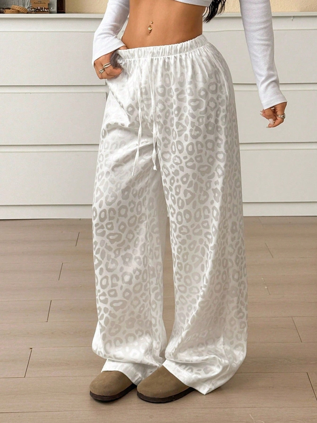 Leopard Print Wide Leg Pants - Girly Tea