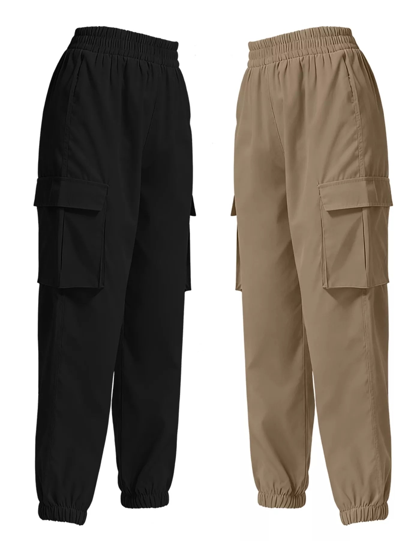 2 Piece Elastic Waist Cargo Pants - Girly Tea