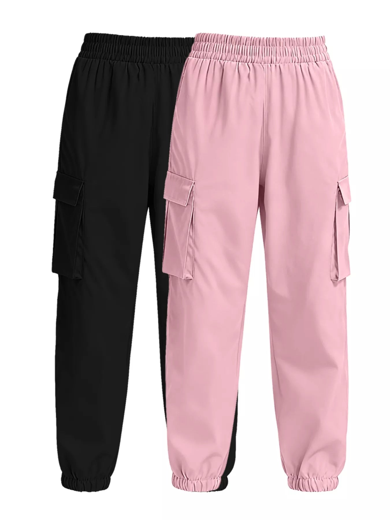 2 Piece Elastic Waist Cargo Pants - Girly Tea