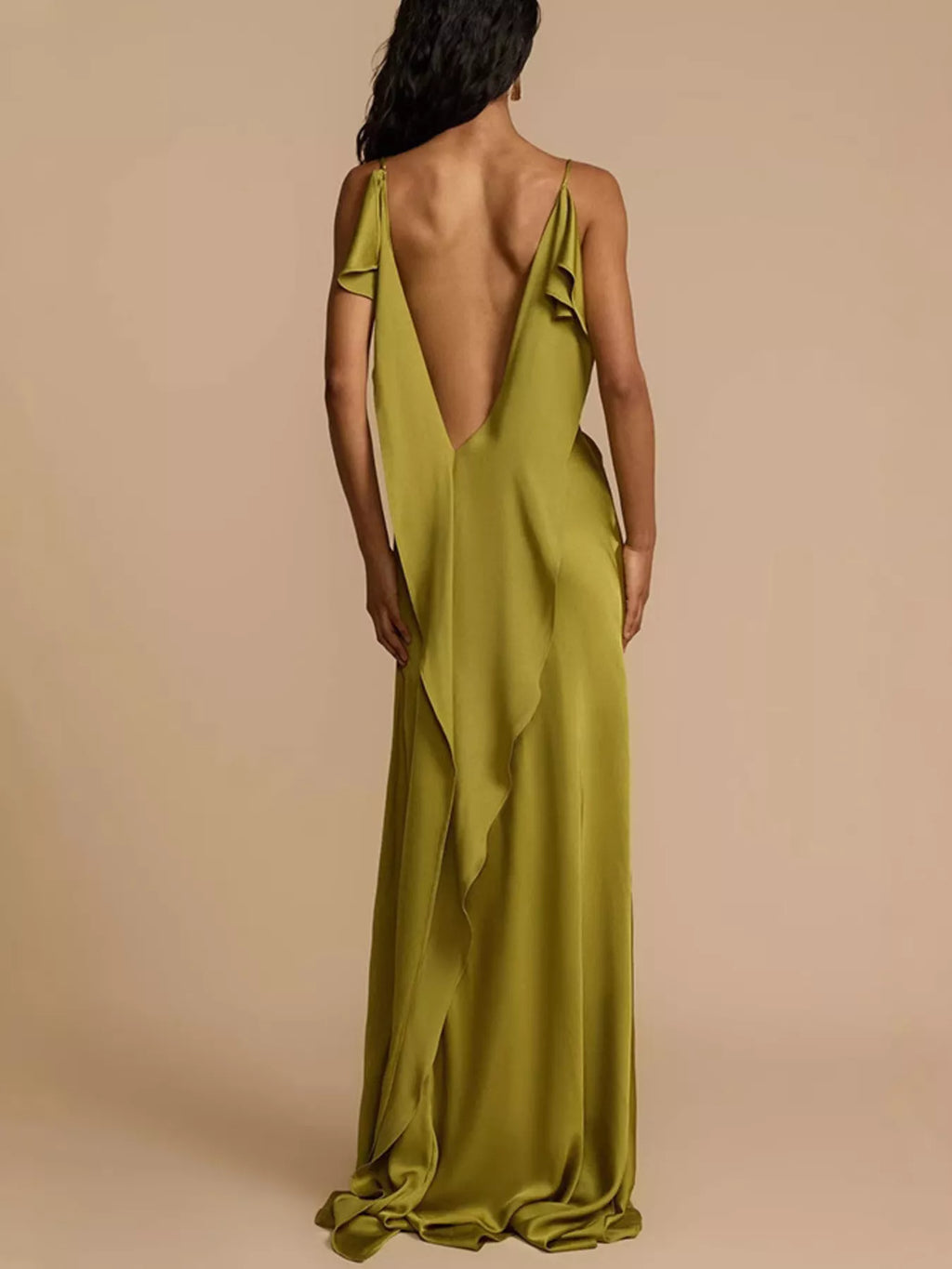 Satin Cowl Neck Slit Maxi Dress - Girly Tea