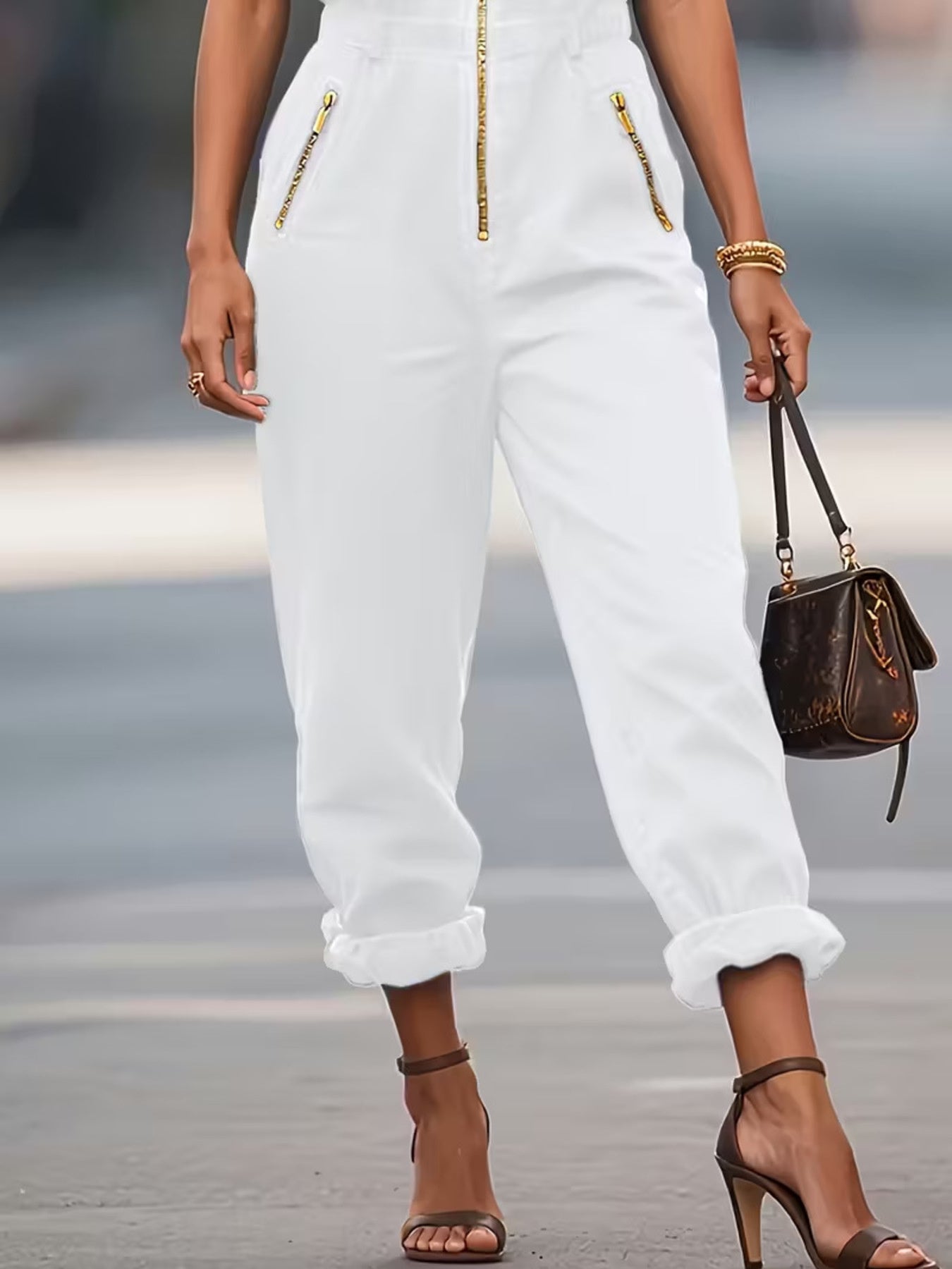 Sleeveless Zip-Up Jumpsuit - Girly Tea
