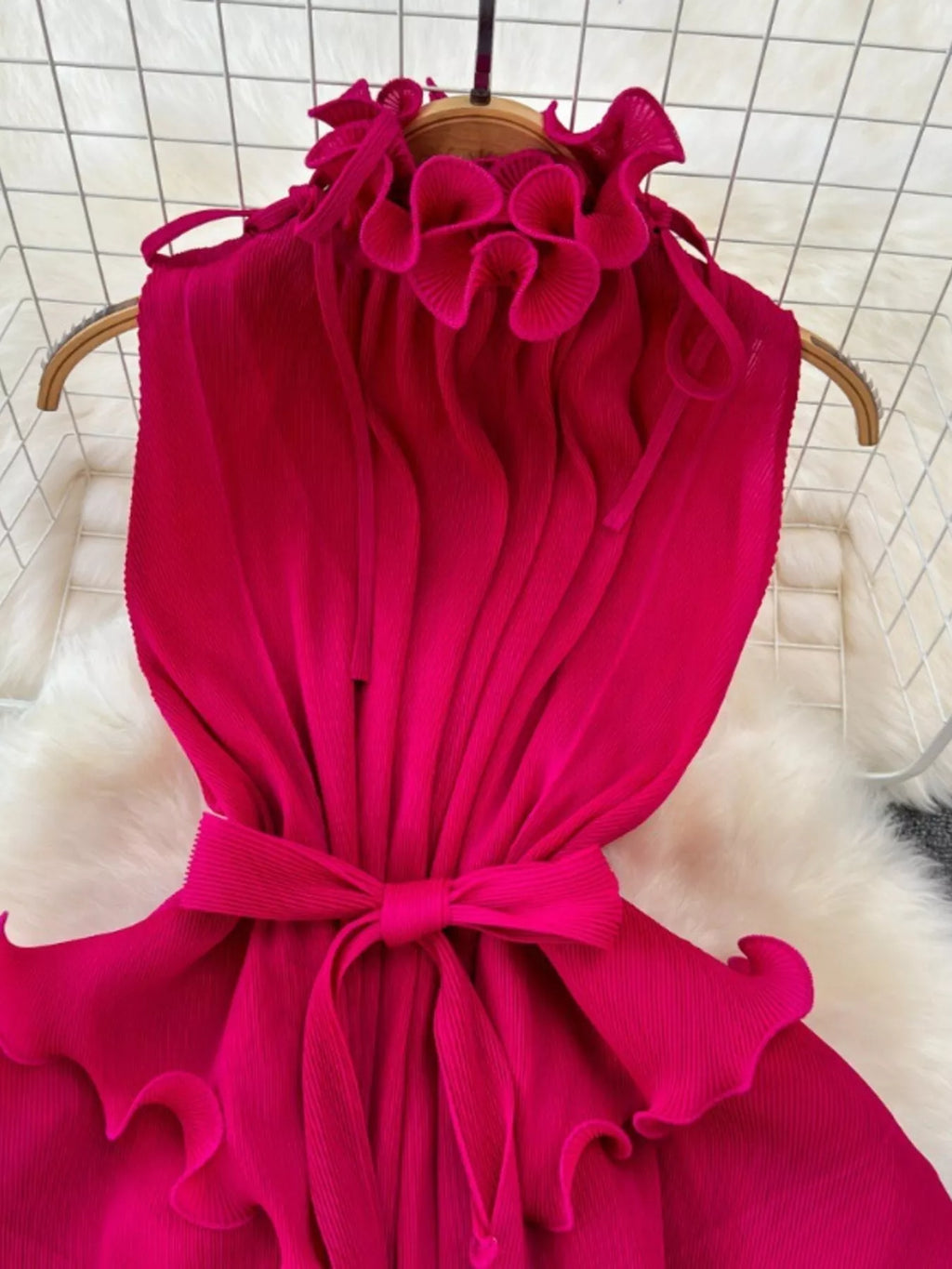 Ruffled Tiered Sleeveless Midi Dress - Girly Tea