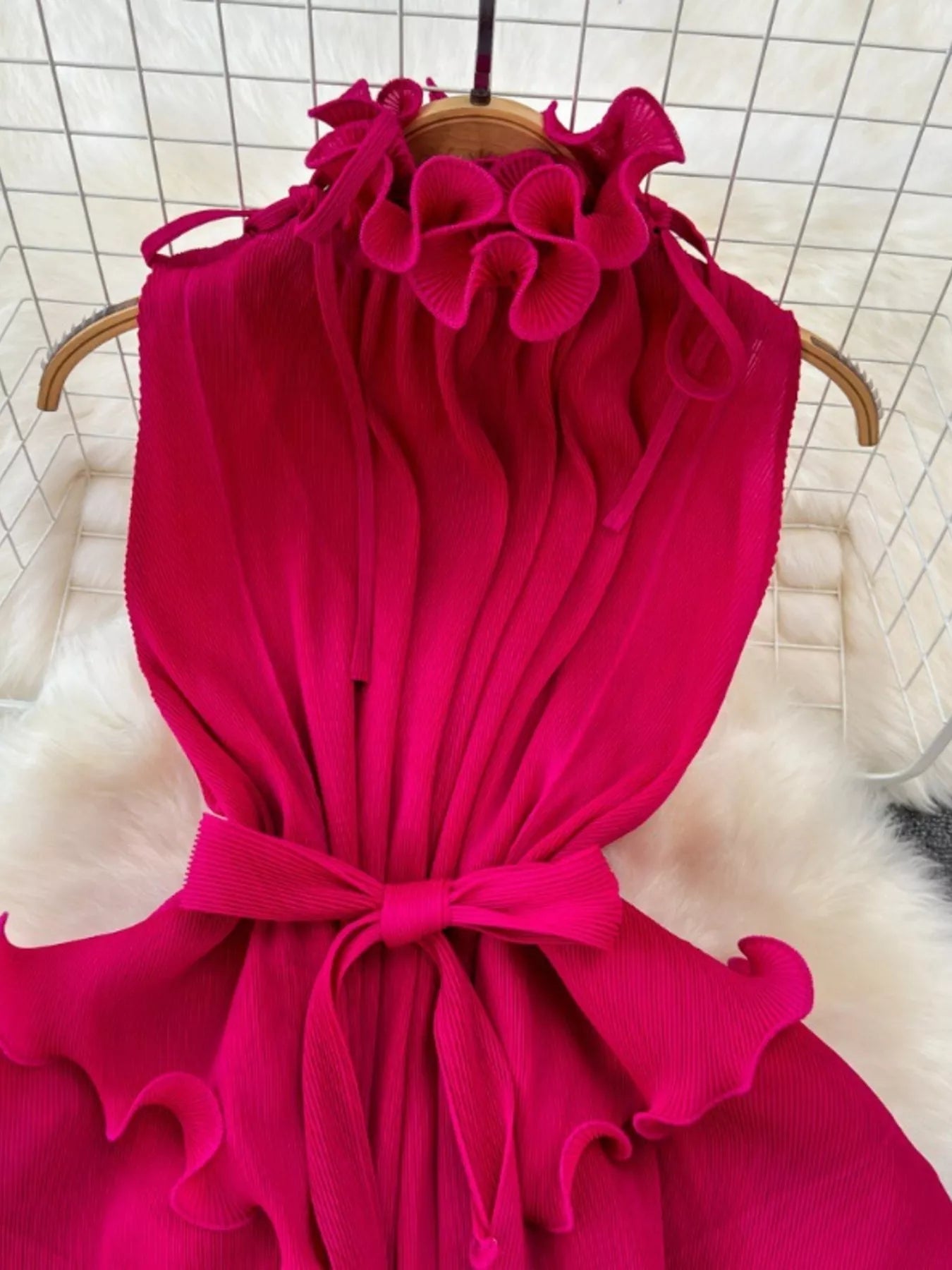 Ruffled Tiered Sleeveless Midi Dress - Girly Tea