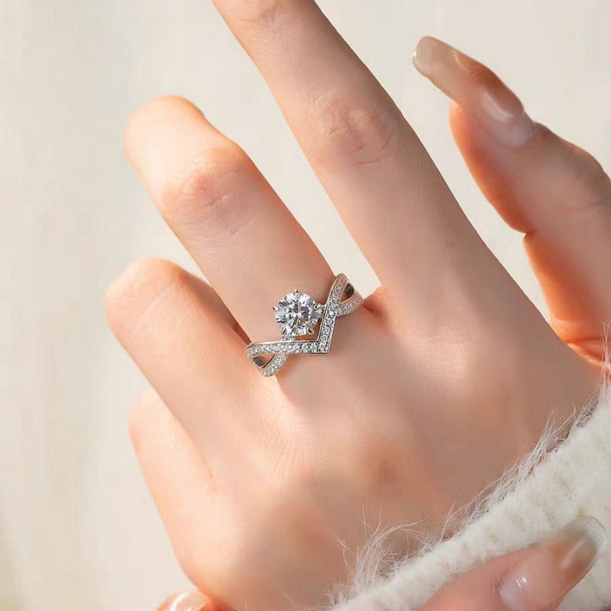 1 Carat Moissanite 925 Sterling Silver Ring - Girly Tea