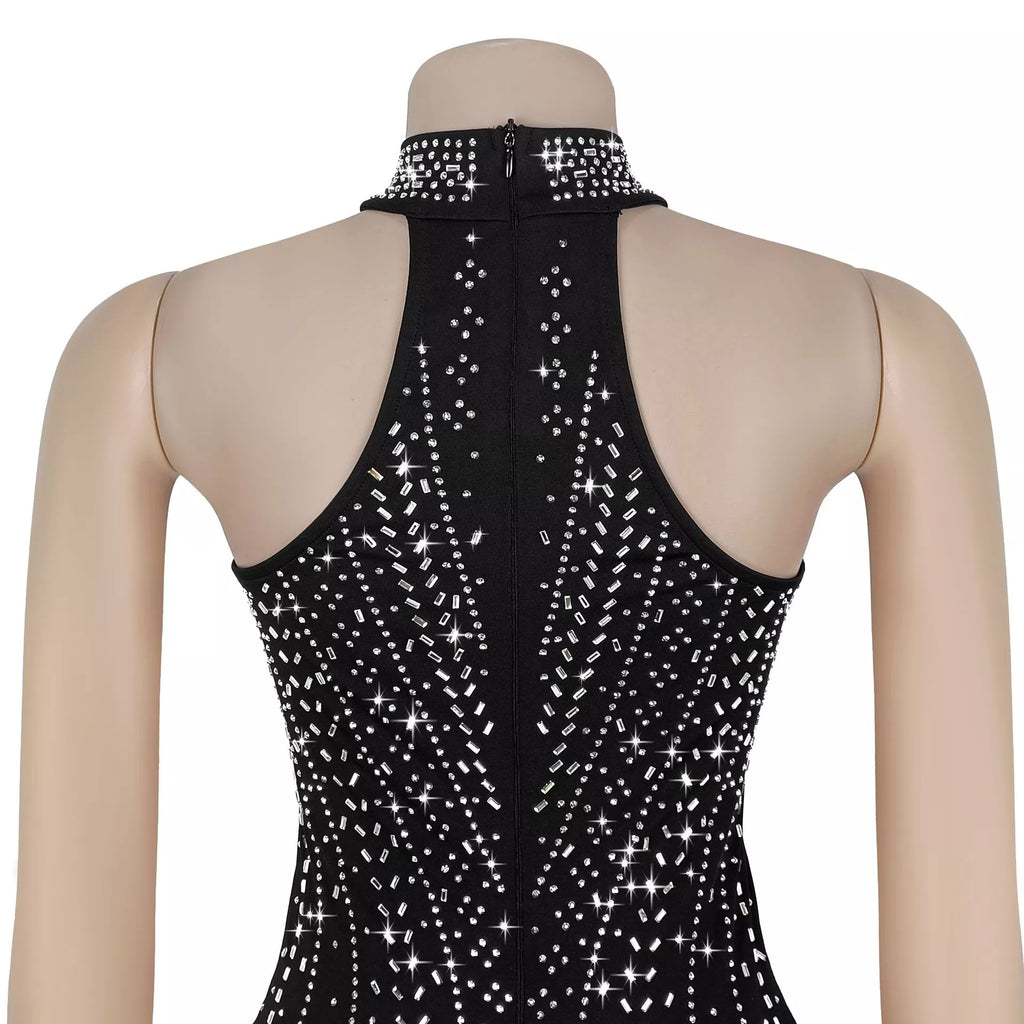 Sparkling Rhinestone Cutout Jumpsuit - Girly Tea