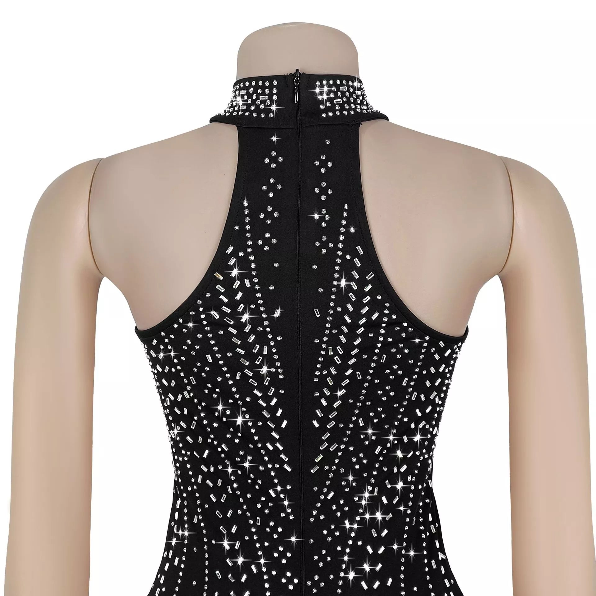 Sparkling Rhinestone Cutout Jumpsuit - Girly Tea