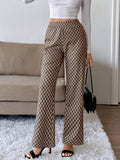 Plaid High-Waisted Wide Leg Pants - Girly Tea