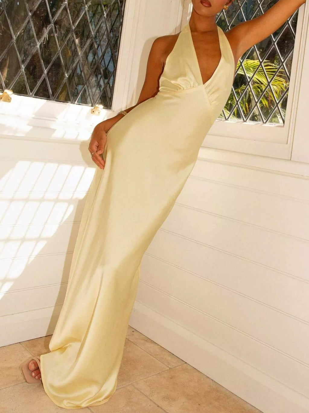 Halter Neck Sleeveless Maxi Dress - Girly Tea
