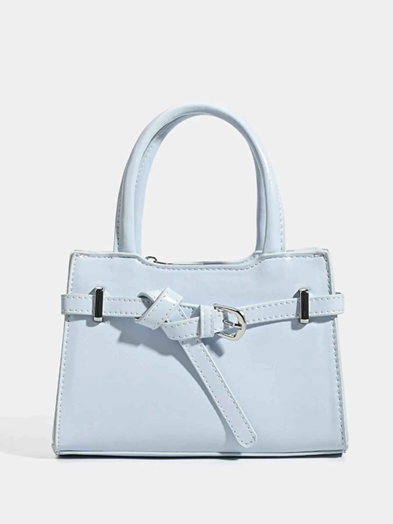 Buckle Decor Top Handle Handbag