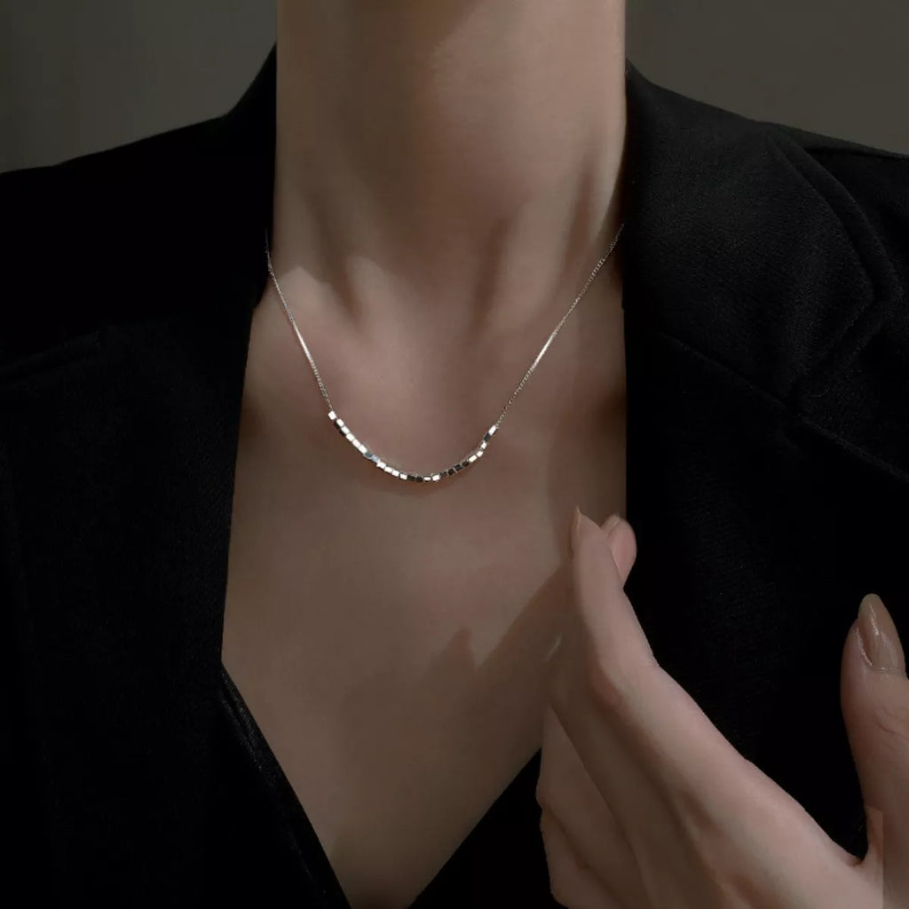 925 Sterling Silver Cube Necklace - Girly Tea