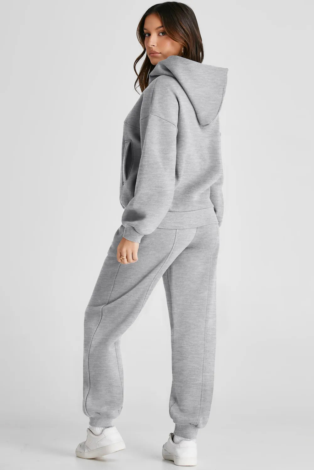 Dropped Shoulder Long Sleeve Hoodie and Pants Active Set - Girly Tea