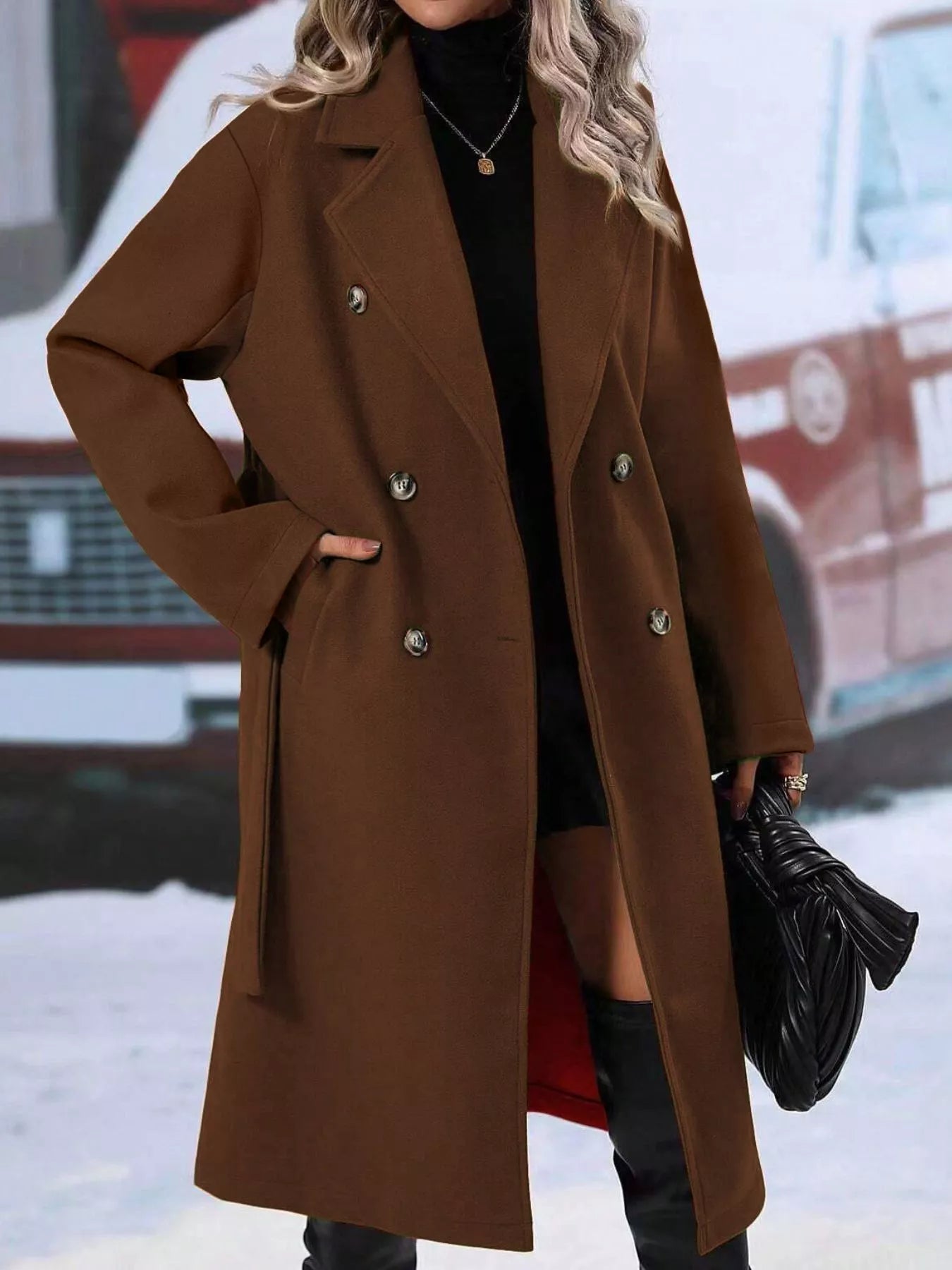 Double-Breasted Tie Waist Coat - Girly Tea