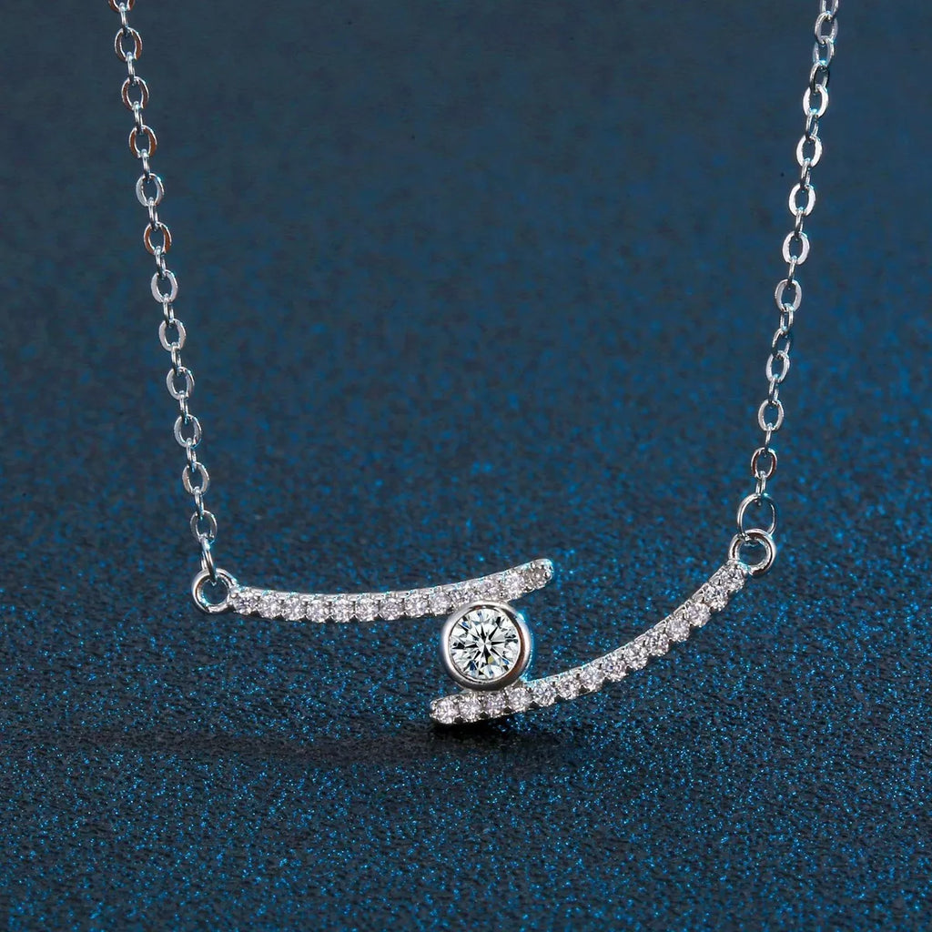 1 Carat Moissanite 925 Sterling Silver Necklace - Girly Tea