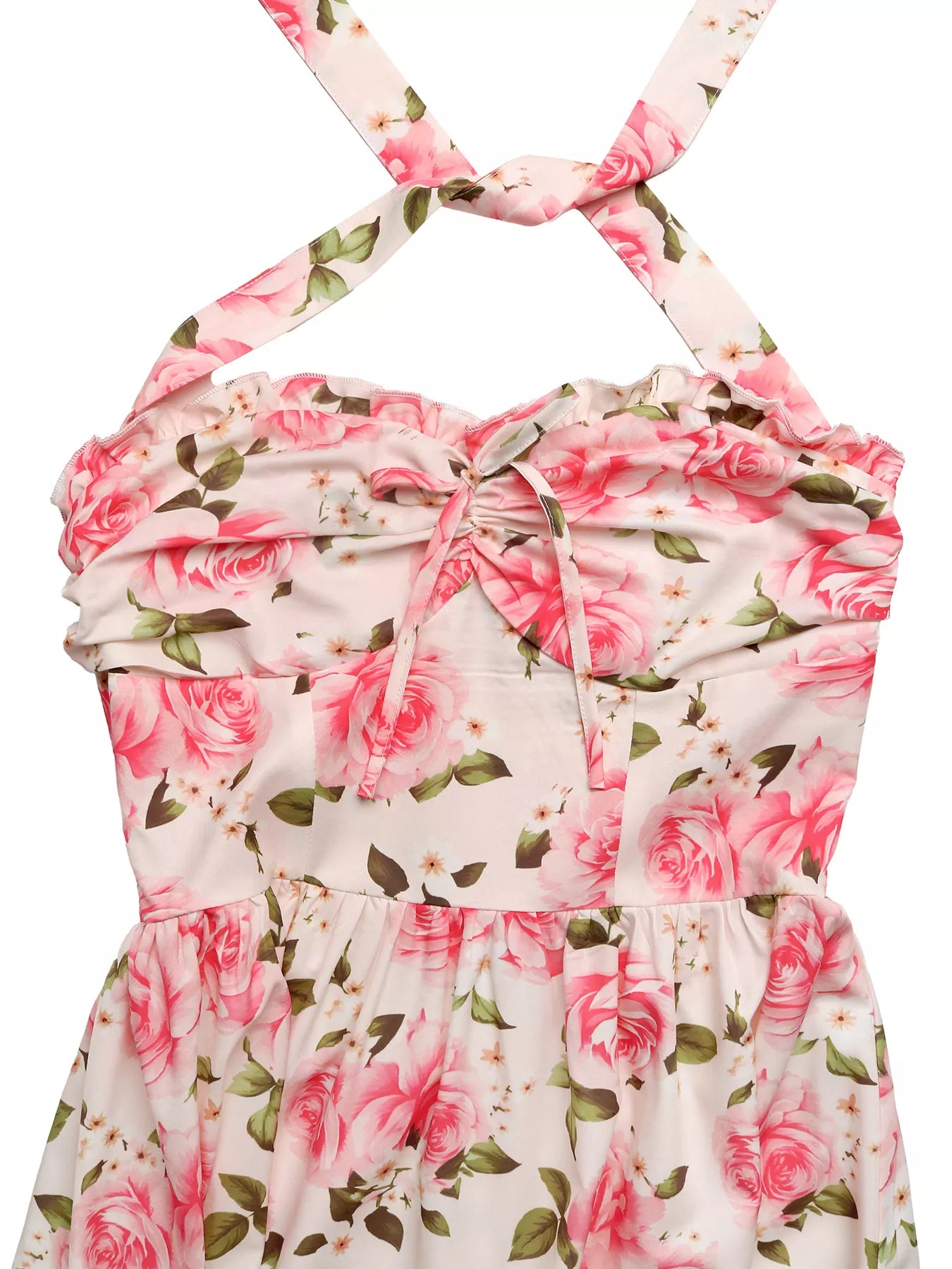 Floral Print Halter Neck Midi Dress - Girly Tea