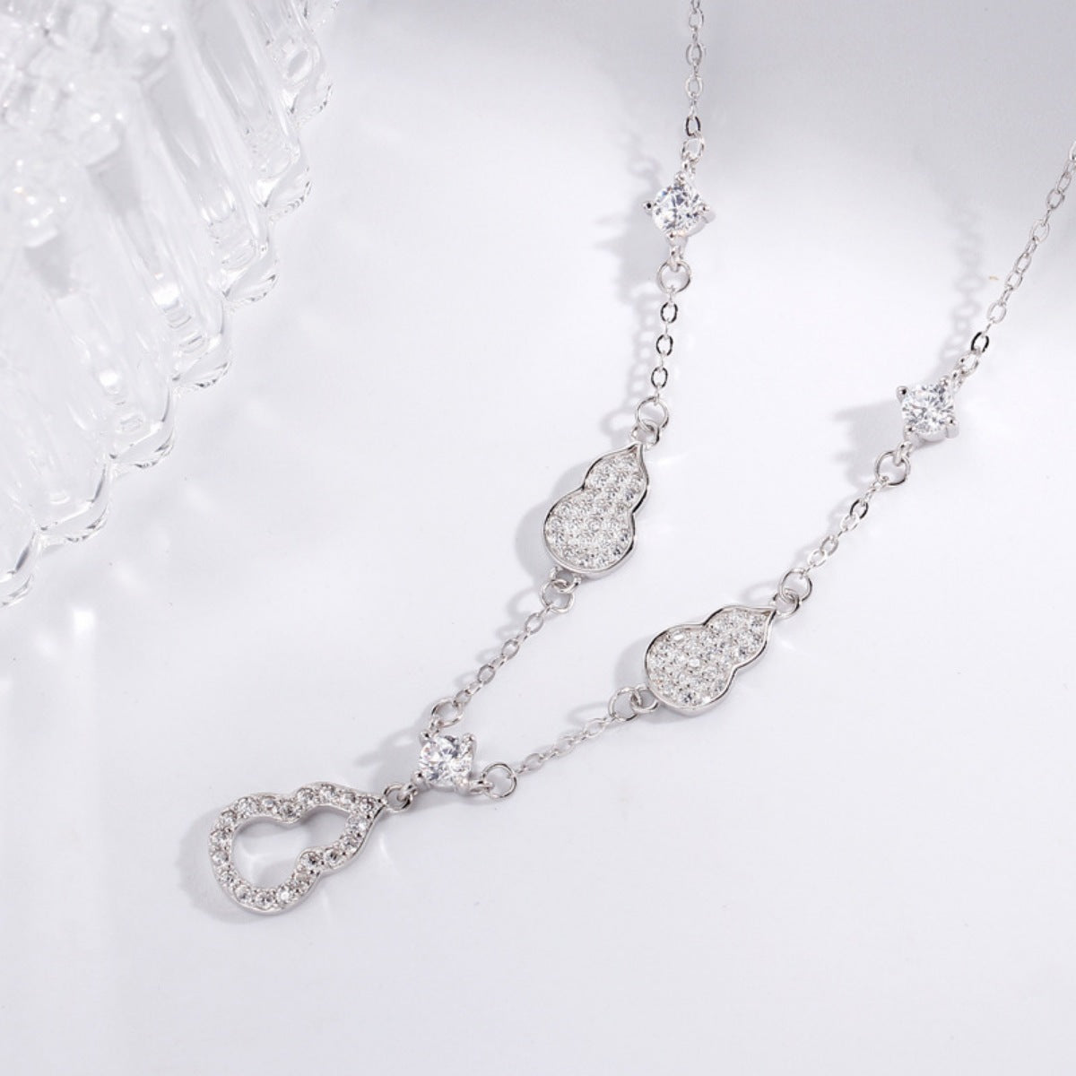 925 Sterling Silver Zircon Gourd Necklace - Girly Tea