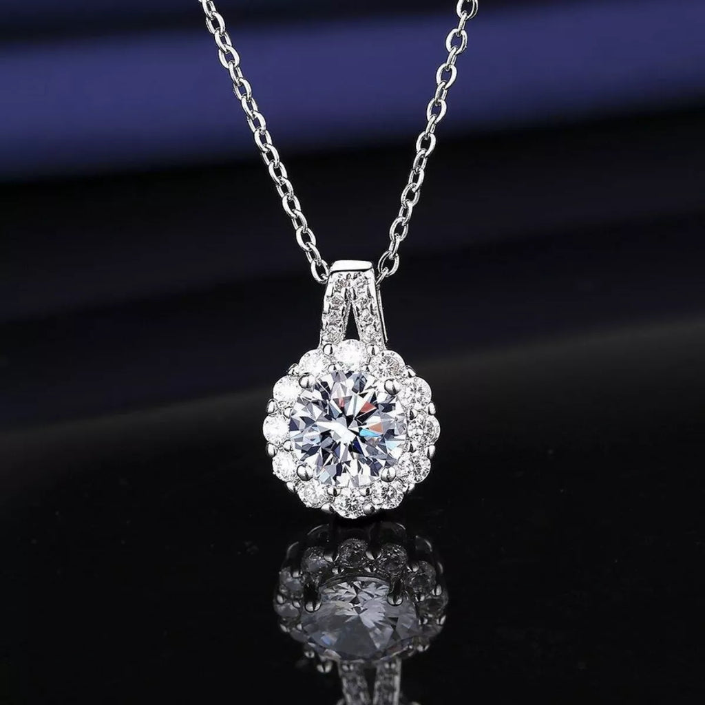 2 Carat Moissanite 925 Sterling Silver Necklace - Girly Tea