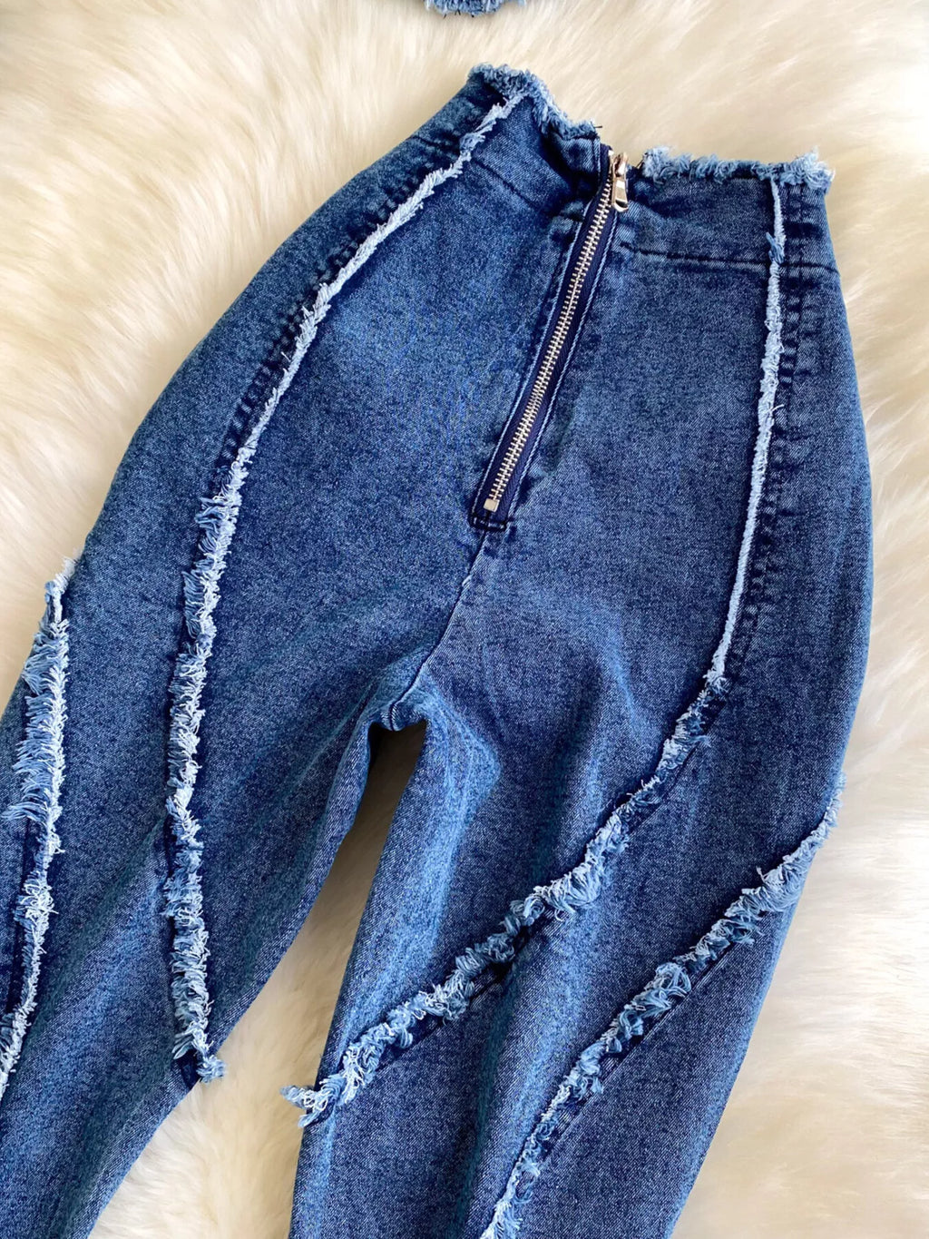 Raw Hem Denim Cami and Flare Jeans Set - Girly Tea