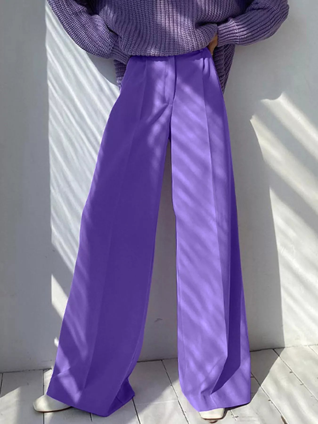 Wide Leg Pleated Pants - Girly Tea