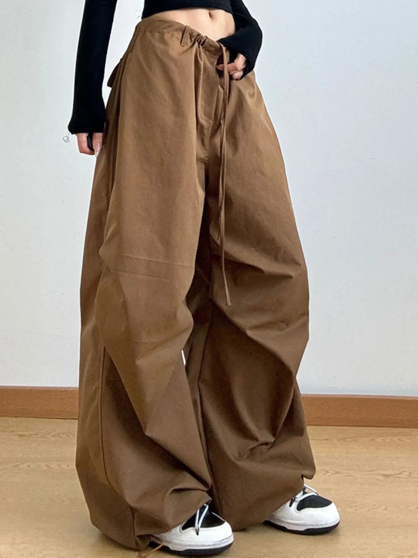 Wide Leg Casual Drawstring Pants - Girly Tea