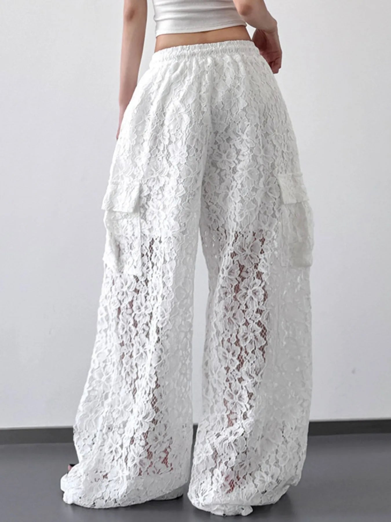 Lace Wide Leg Pants - Girly Tea