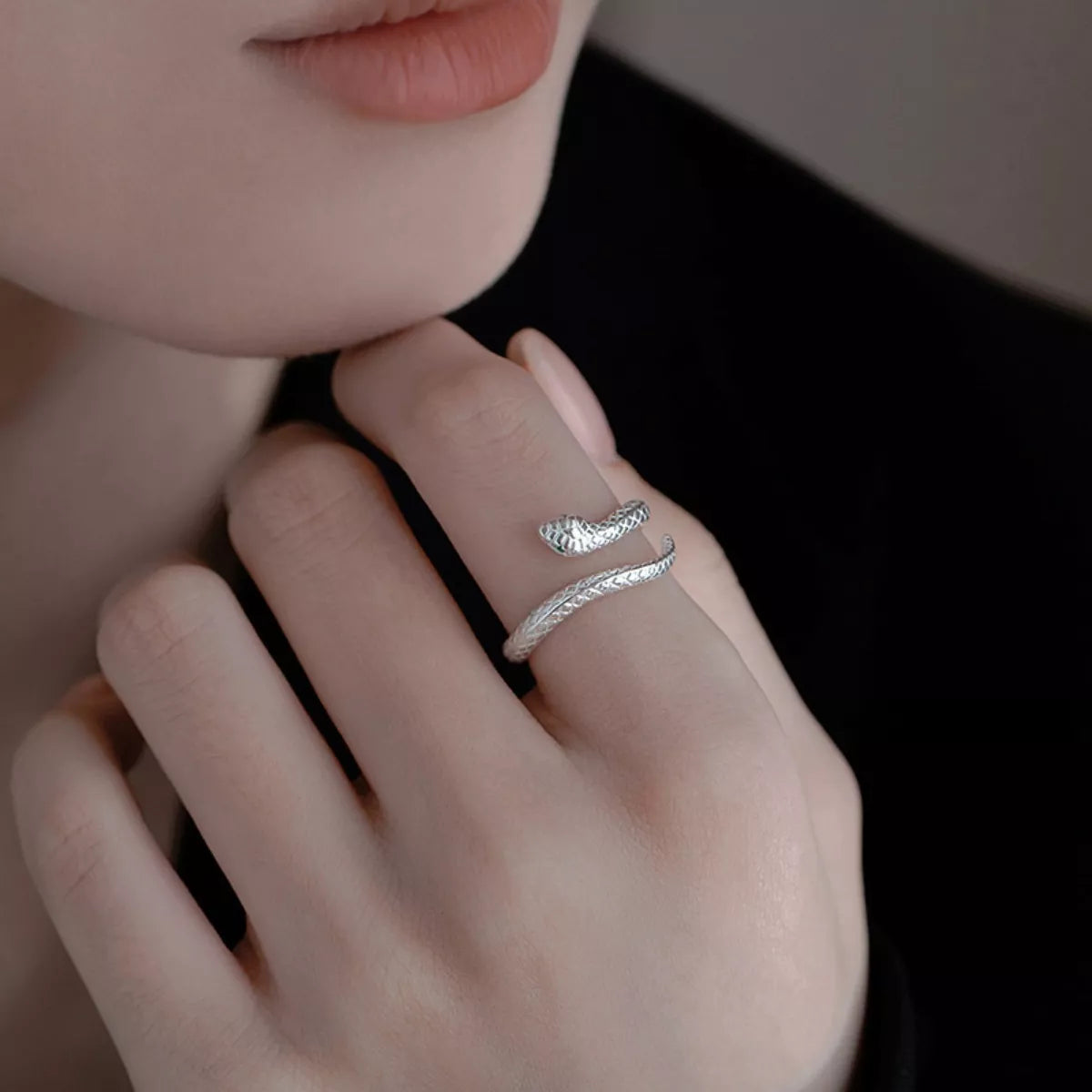 925 Sterling Silver Snake Bypass Ring - Girly Tea