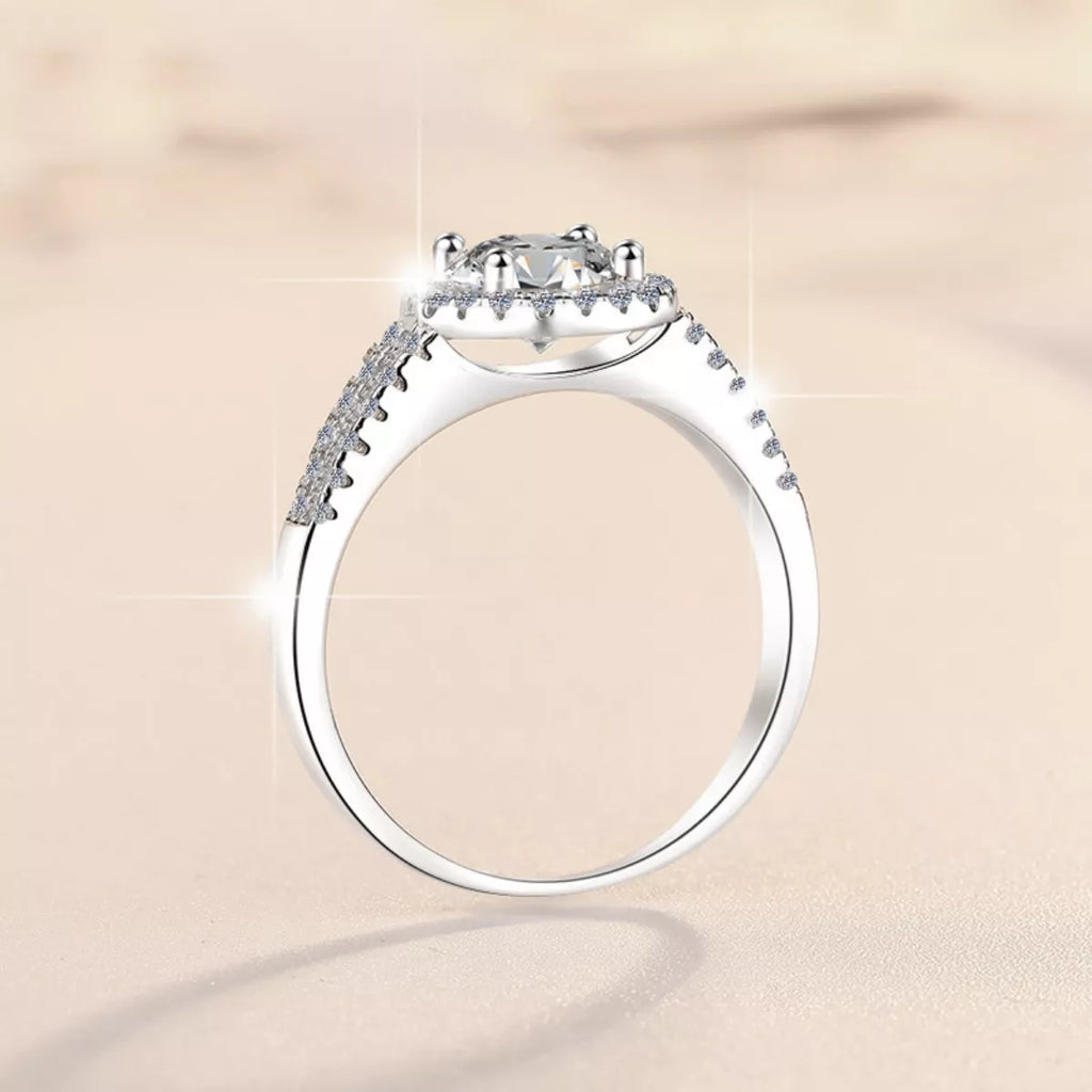 1 Carat 925 Sterling Silver Moissanite Ring - Girly Tea