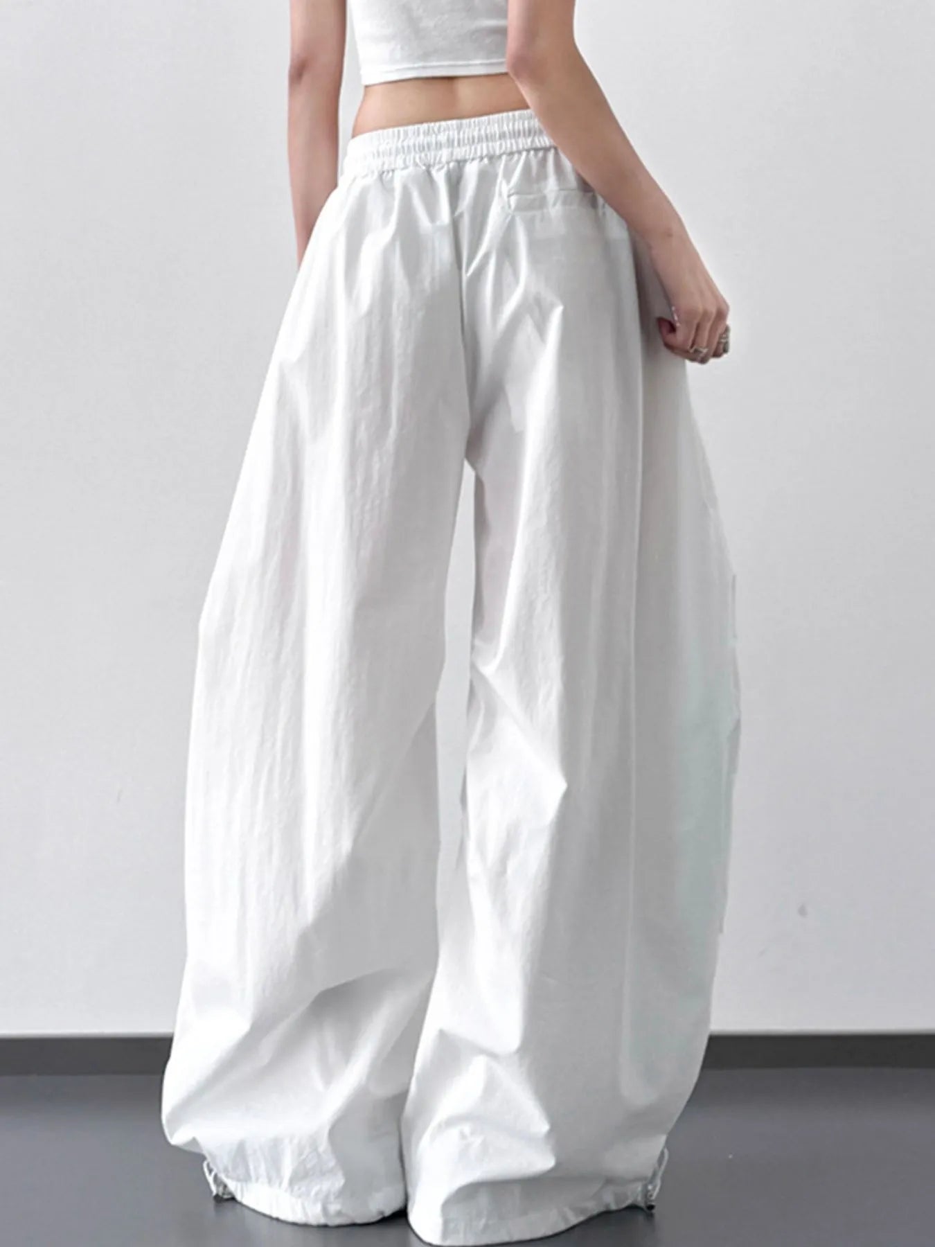 Wide Leg Drawstring Pants - Girly Tea