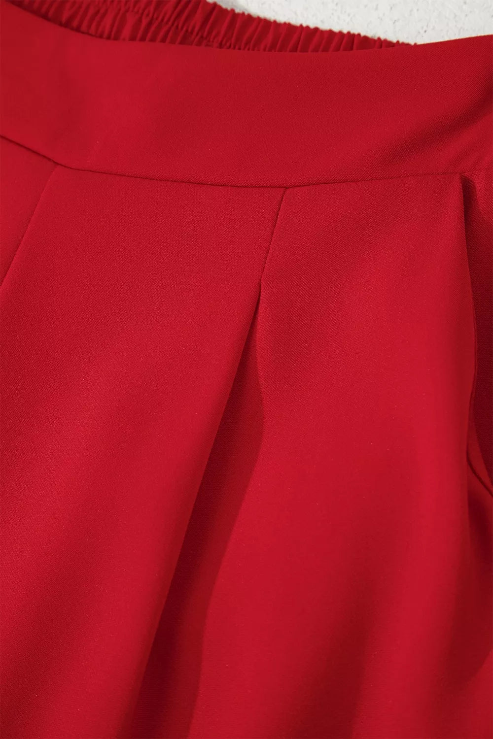 Pleated Detail Pull On High Elastic Waist Loose Straight Pants - Girly Tea