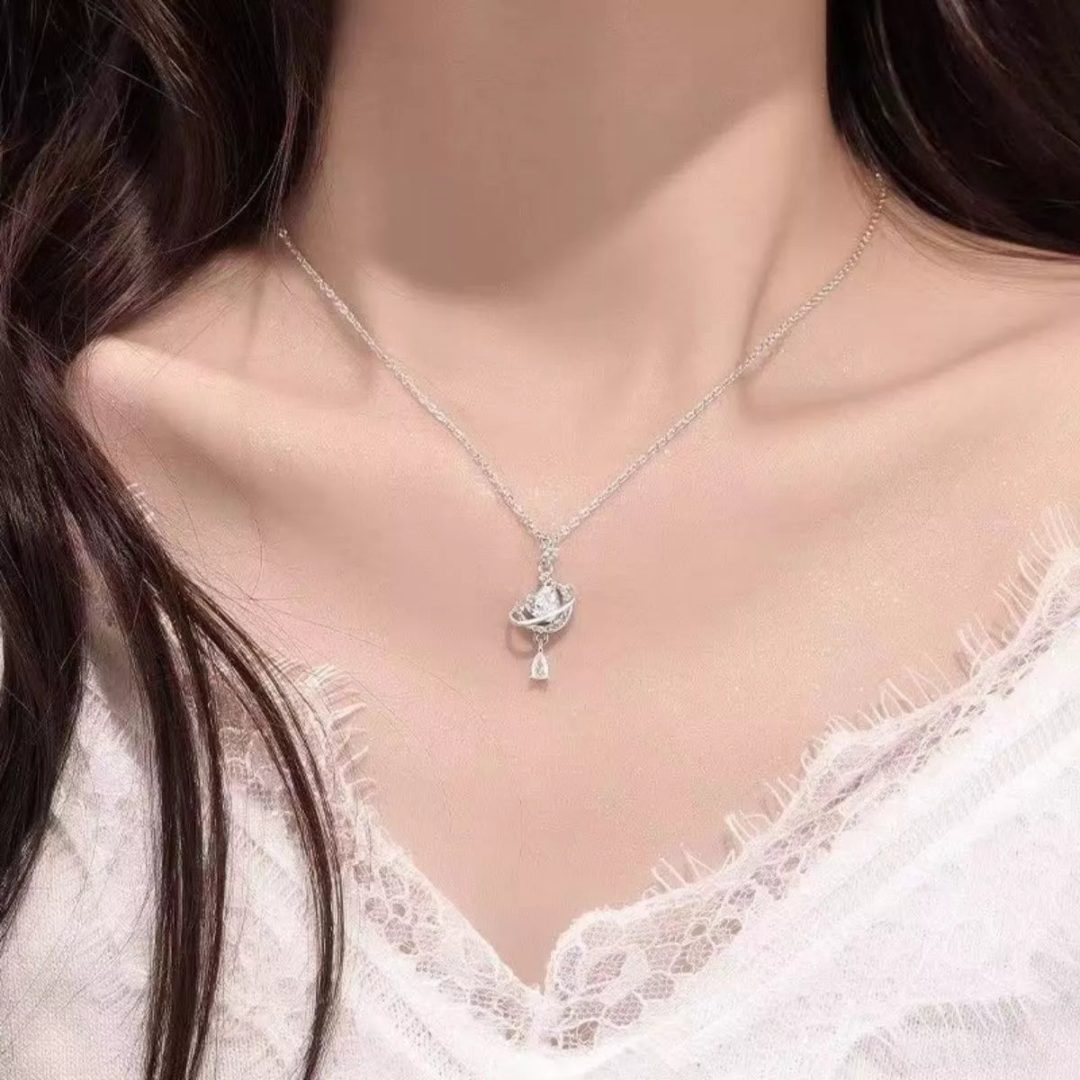 Planet Heart Pendant Necklace - Girly Tea