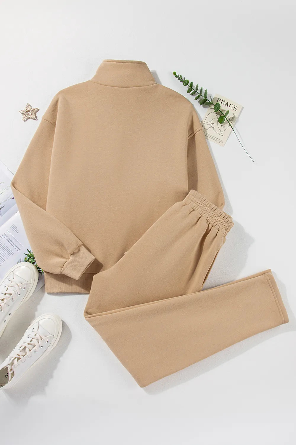 Half Snap Turtleneck Top and Pants Active Set - Girly Tea