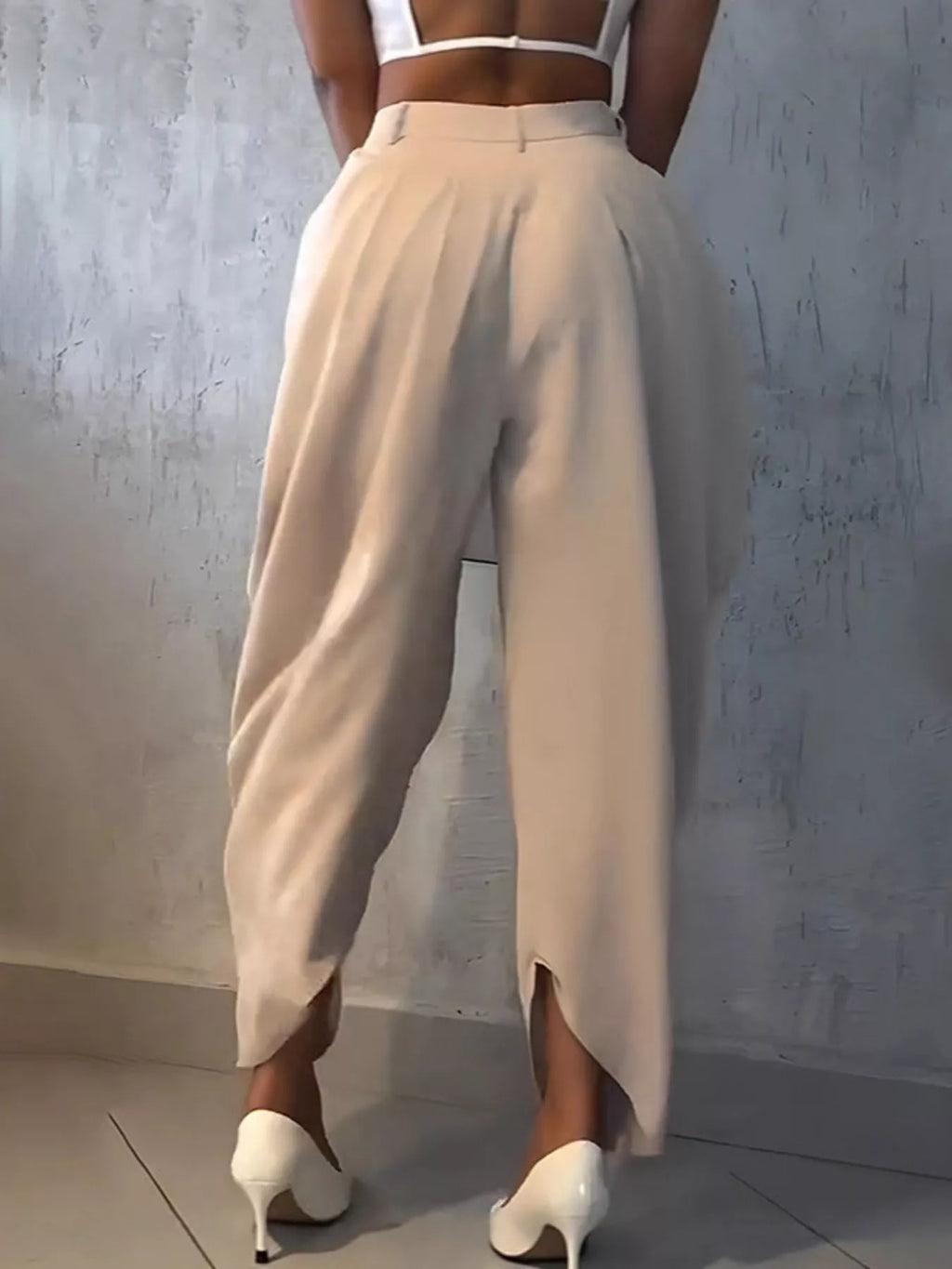 High-Waisted Wide Leg Pleated Pants - Girly Tea