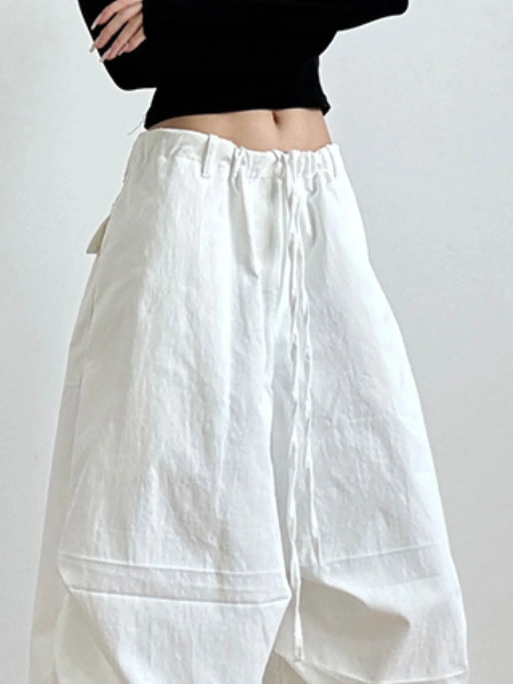 Wide Leg Casual Drawstring Pants - Girly Tea