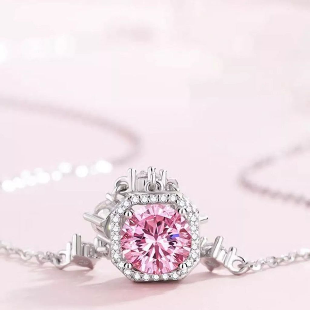 925 Sterling Silver Zircon Pendant Necklace - Girly Tea