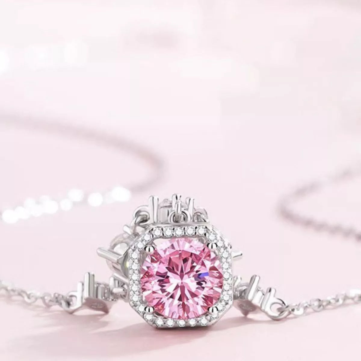 925 Sterling Silver Zircon Pendant Necklace - Girly Tea