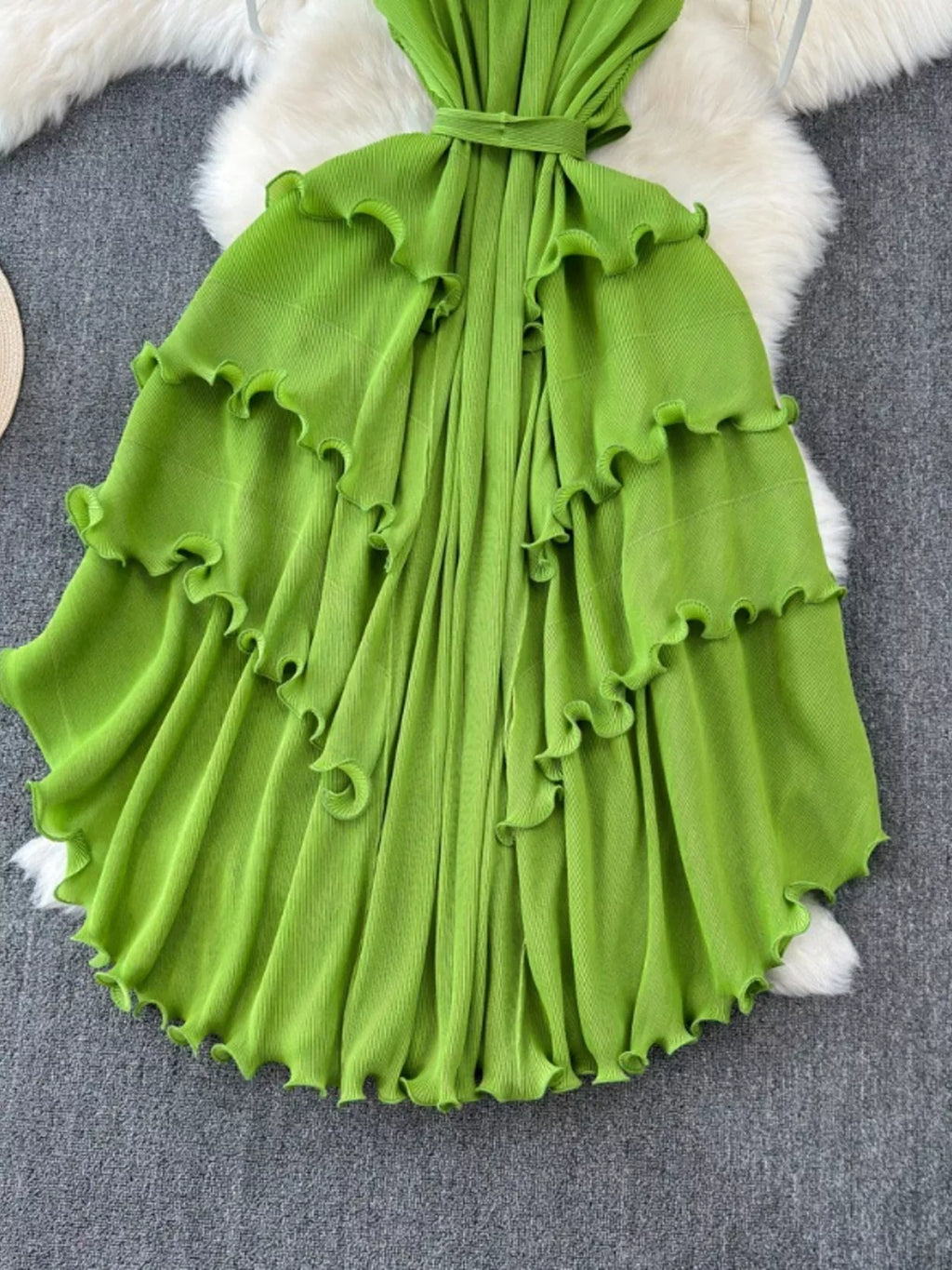 Ruffled Tiered Sleeveless Midi Dress - Girly Tea