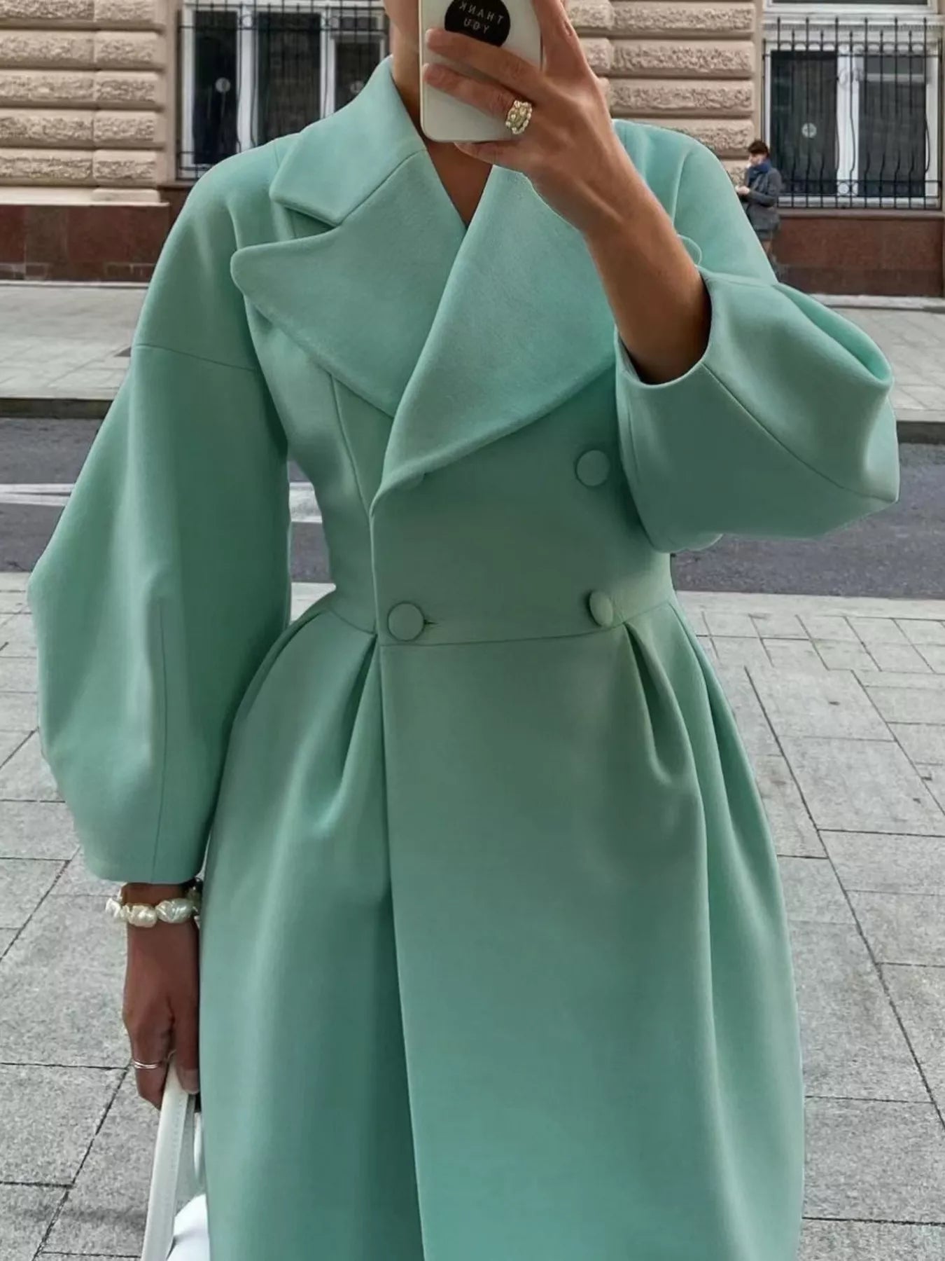 Double-Breasted Longline Coat - Girly Tea