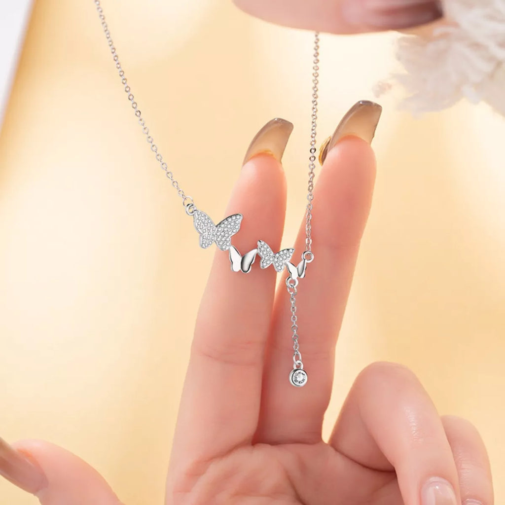 925 Sterling Silver Butterfly Necklace - Girly Tea