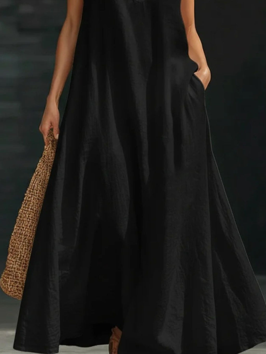 Halter Neck Maxi Dress with Pockets - Girly Tea